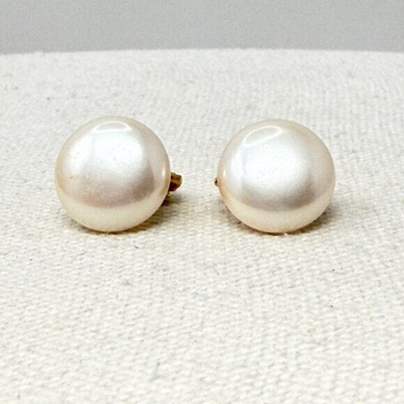 Vintage 14/20 Gold Fill Earrings Faux Pearl Clip On‎ Classic Retro Marked - Picture 2 of 10